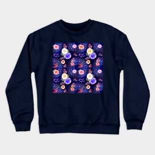 Spring Mandalas and Roses Midnight Blue Crewneck Sweatshirt